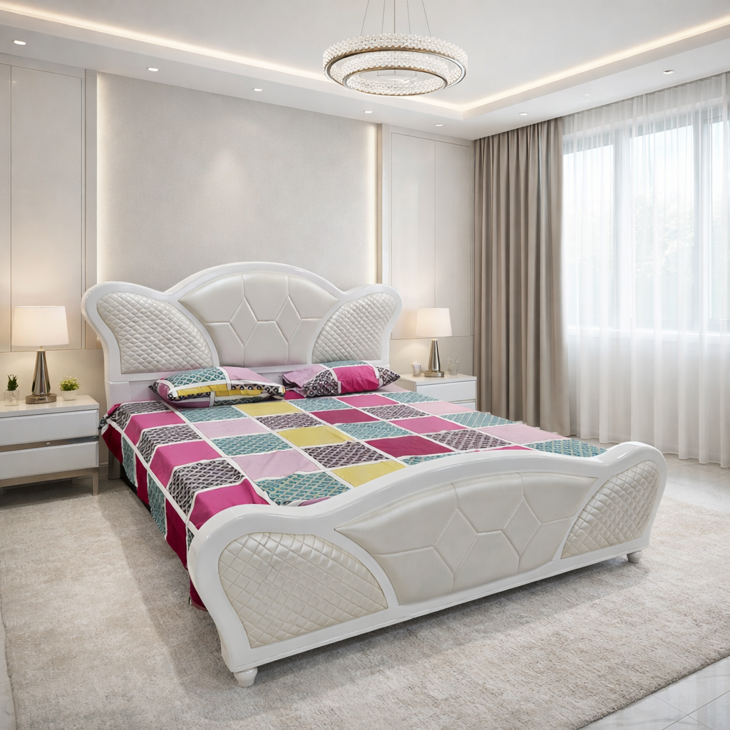 Royal Curve White Bed by JR Furniture