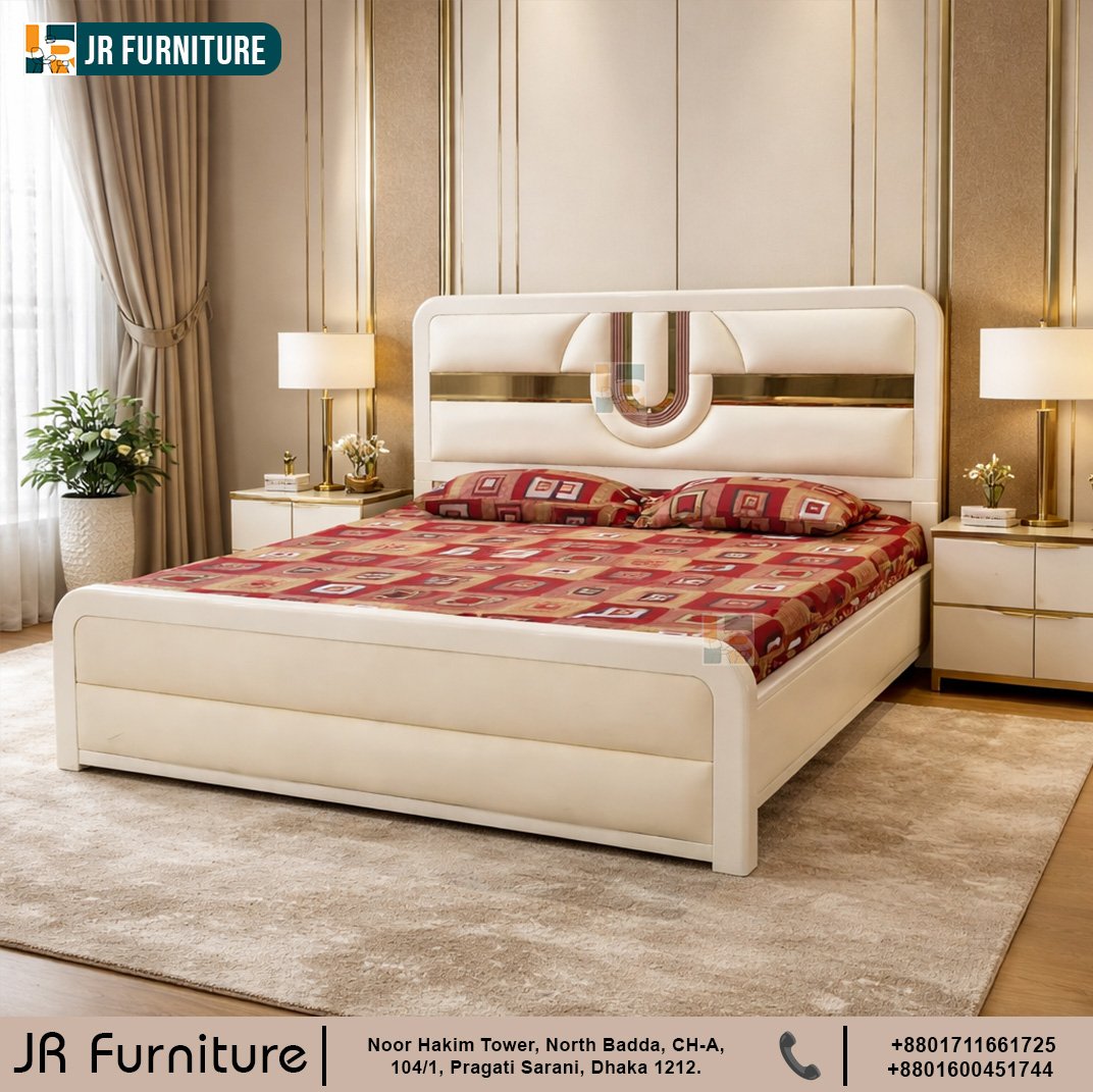 Golden U-Shape Modern Bed by JR Furniture
