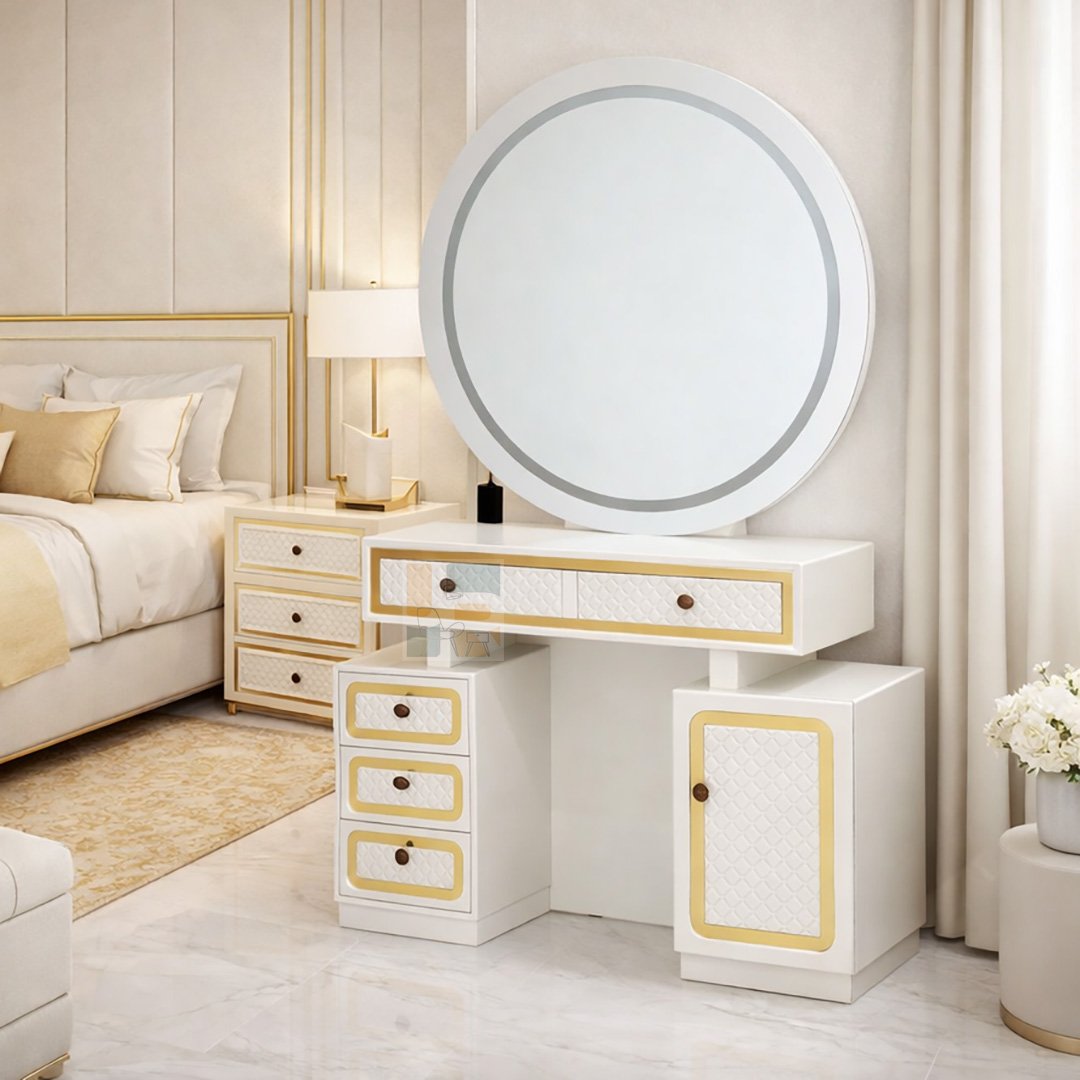 Royal Round Mirror Dressing Table by JR Furniture